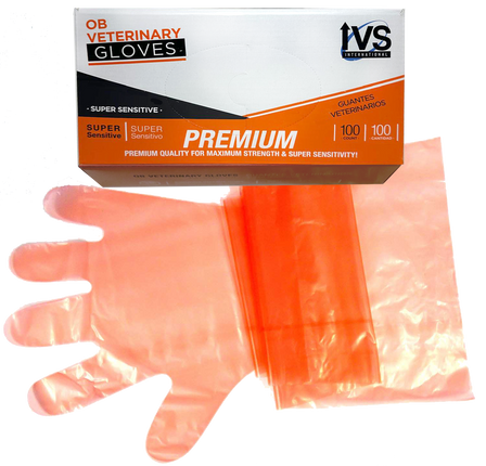 PREMIUM Orange Shoulder-Length OB Glove Super Sensitive (Box of 100)