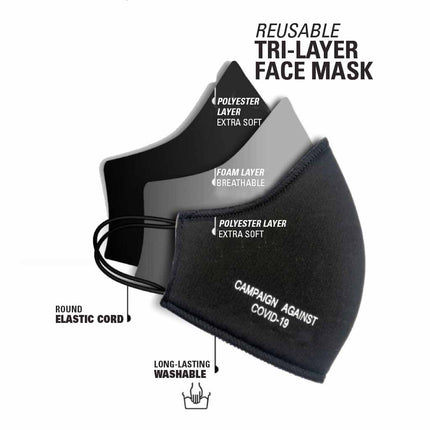 Mascarilla facial lavable de tres capas Pro-Mask